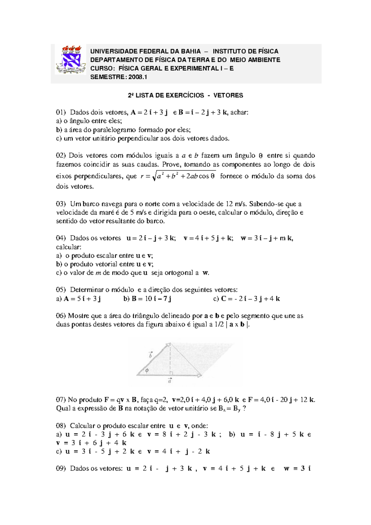 Lista 2 Fisica Geral E Experimental I E Fis121 Studocu