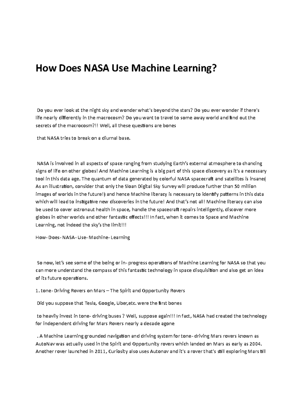 How Does NASA Use Machine Learning - NASA is involved in all aspects of ...