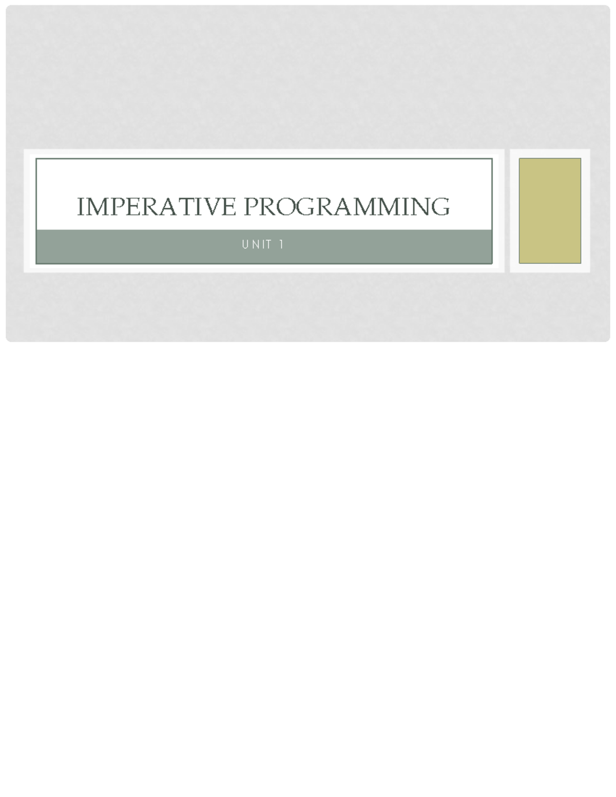 Different types of computer languages 2 - U N I T 1 IMPERATIVE ...