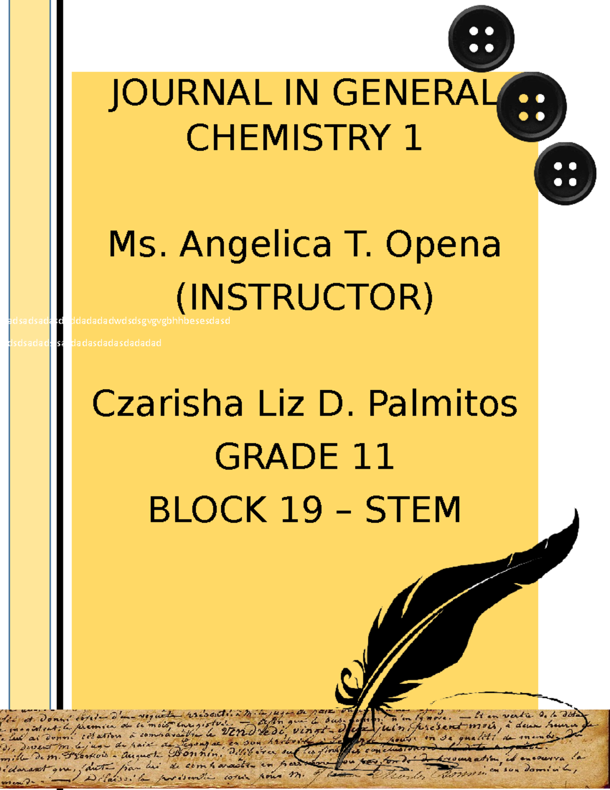 GEN CHEM 1 - pre cal - JOURNAL IN GENERAL CHEMISTRY 1 Ms. Angelica T ...