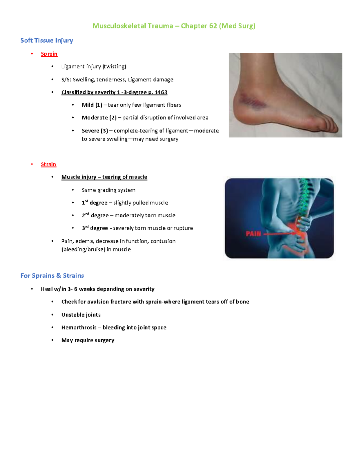 Medical Surgical Chapter 62 Musculoskeletal Trauma - Musculoskeletal ...