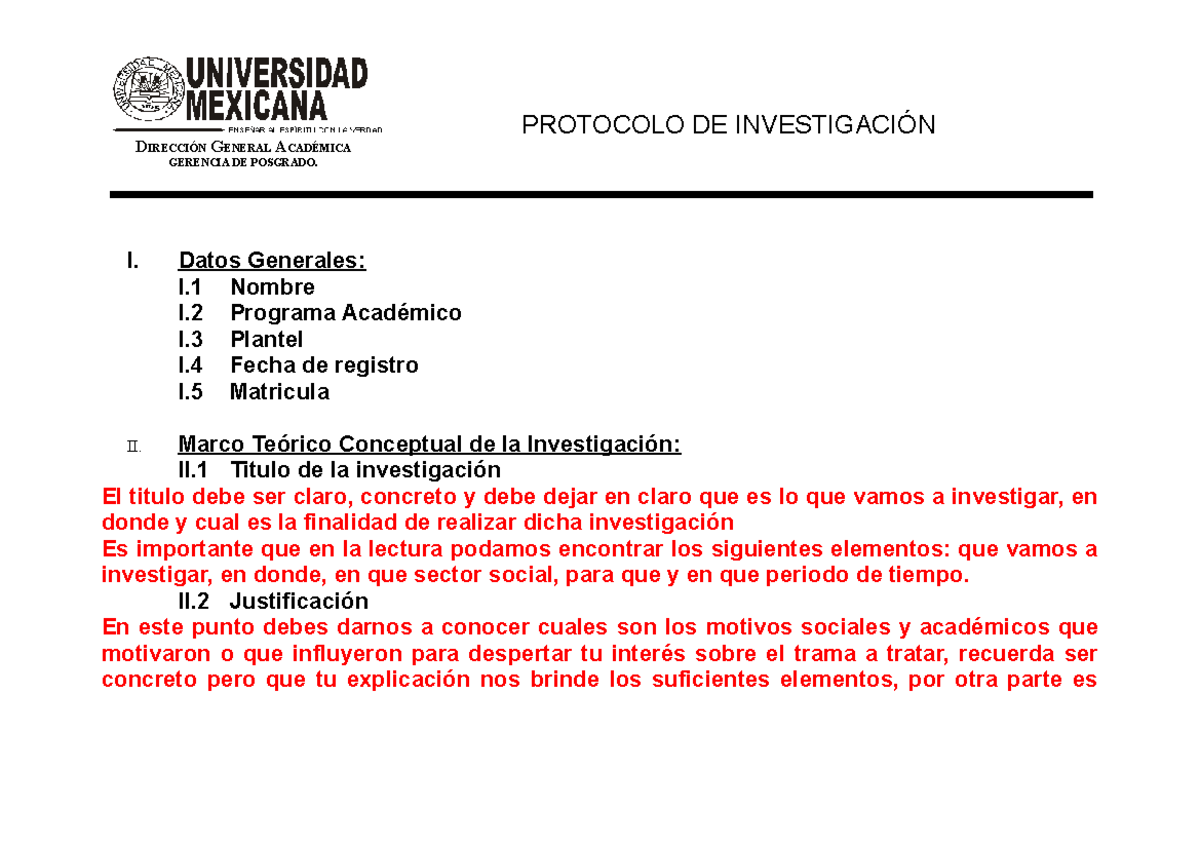 Protocolo de tesis explicado - DIRECCIÓN GENERAL ACADÉMICA GERENCIA DE
