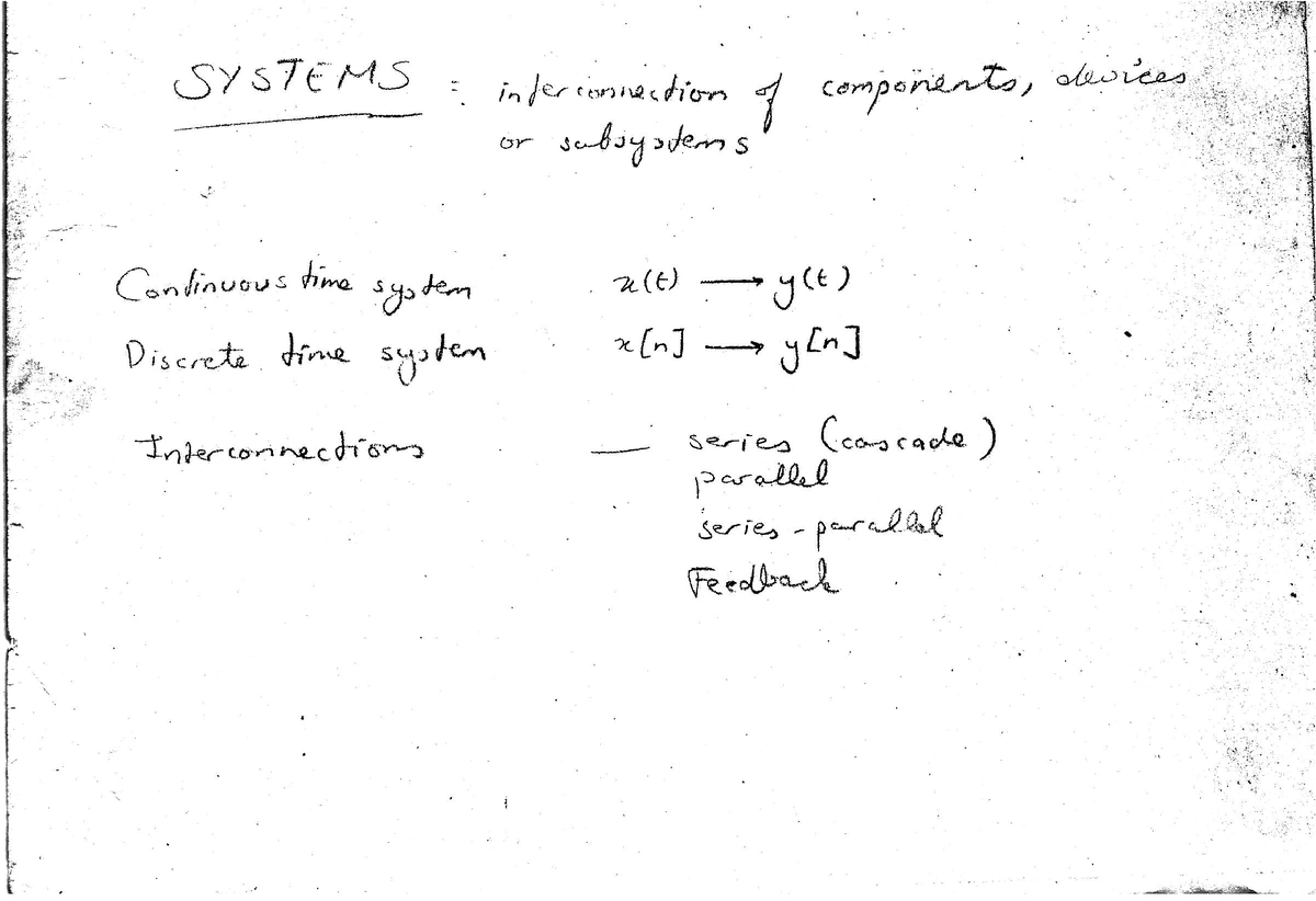 ELE301 Chp01b Systems - Lecture Notes - Signal And Systems - Studocu