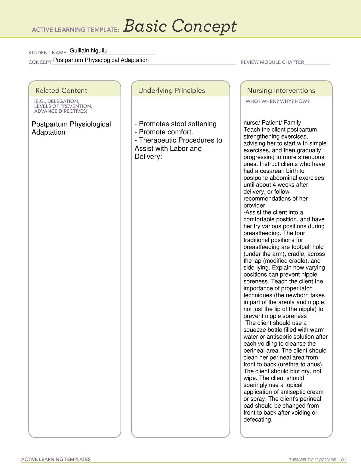 Active Learning Postpartum Physio ACTIVE LEARNING TEMPLATES