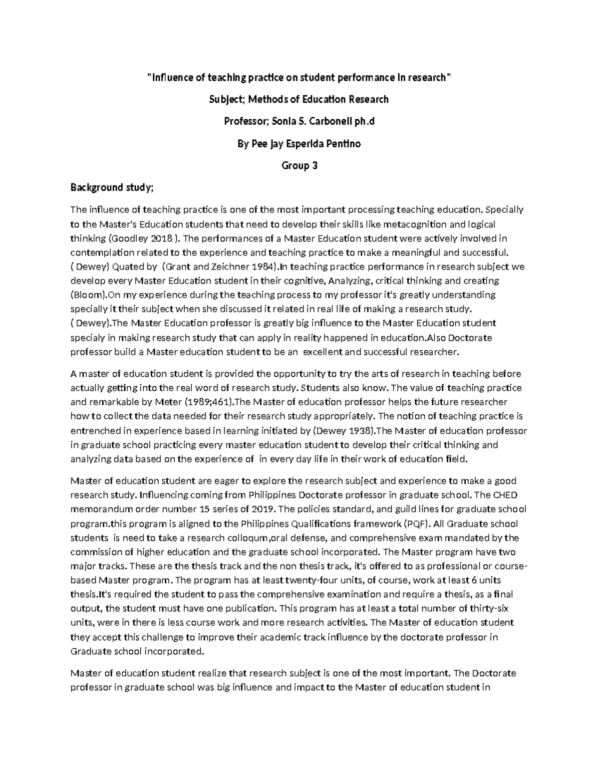Background study research by p J - 