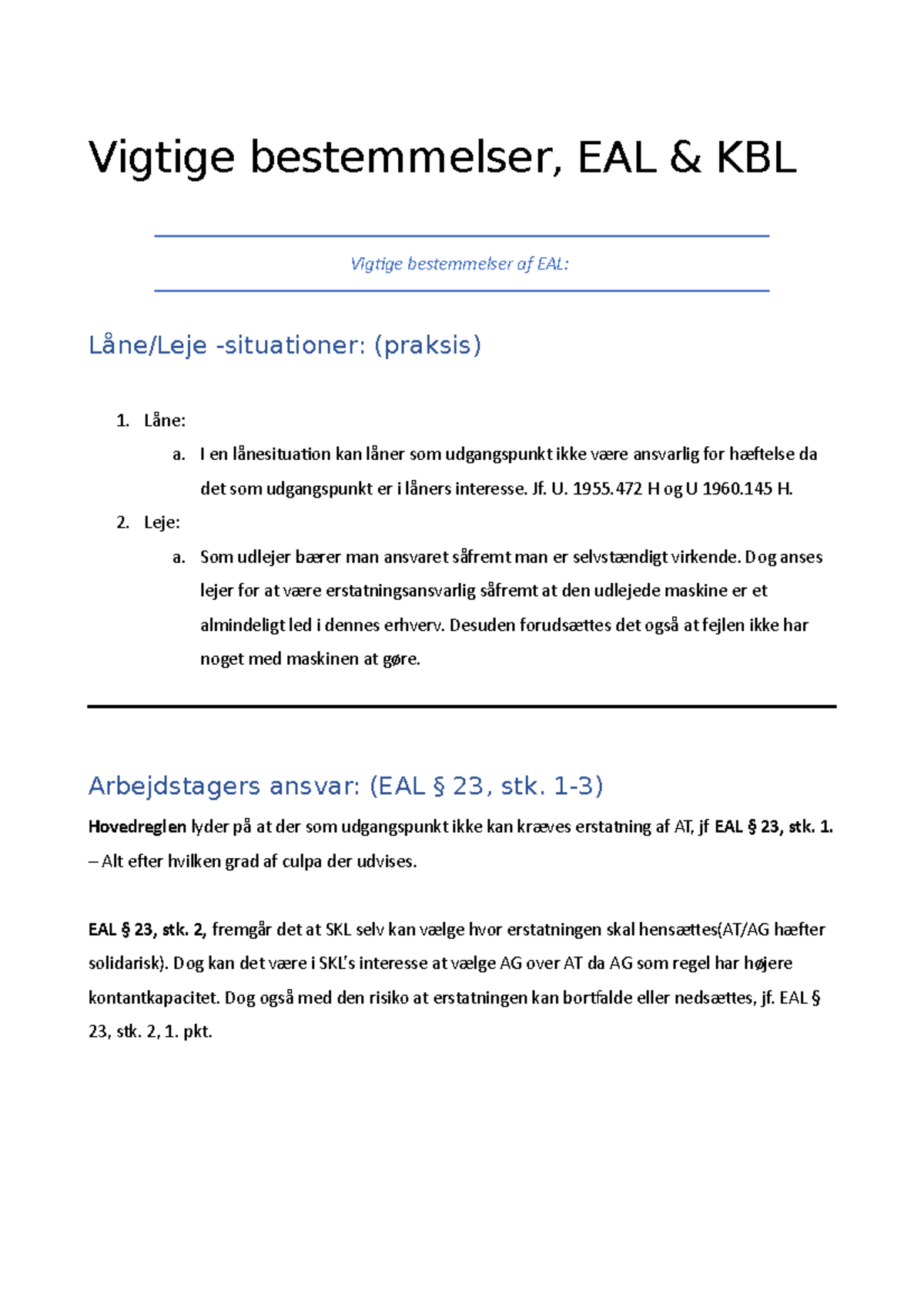 Vigtige Bestemmelser Til Eksamen - Vigtige Bestemmelser, EAL & KBL ...