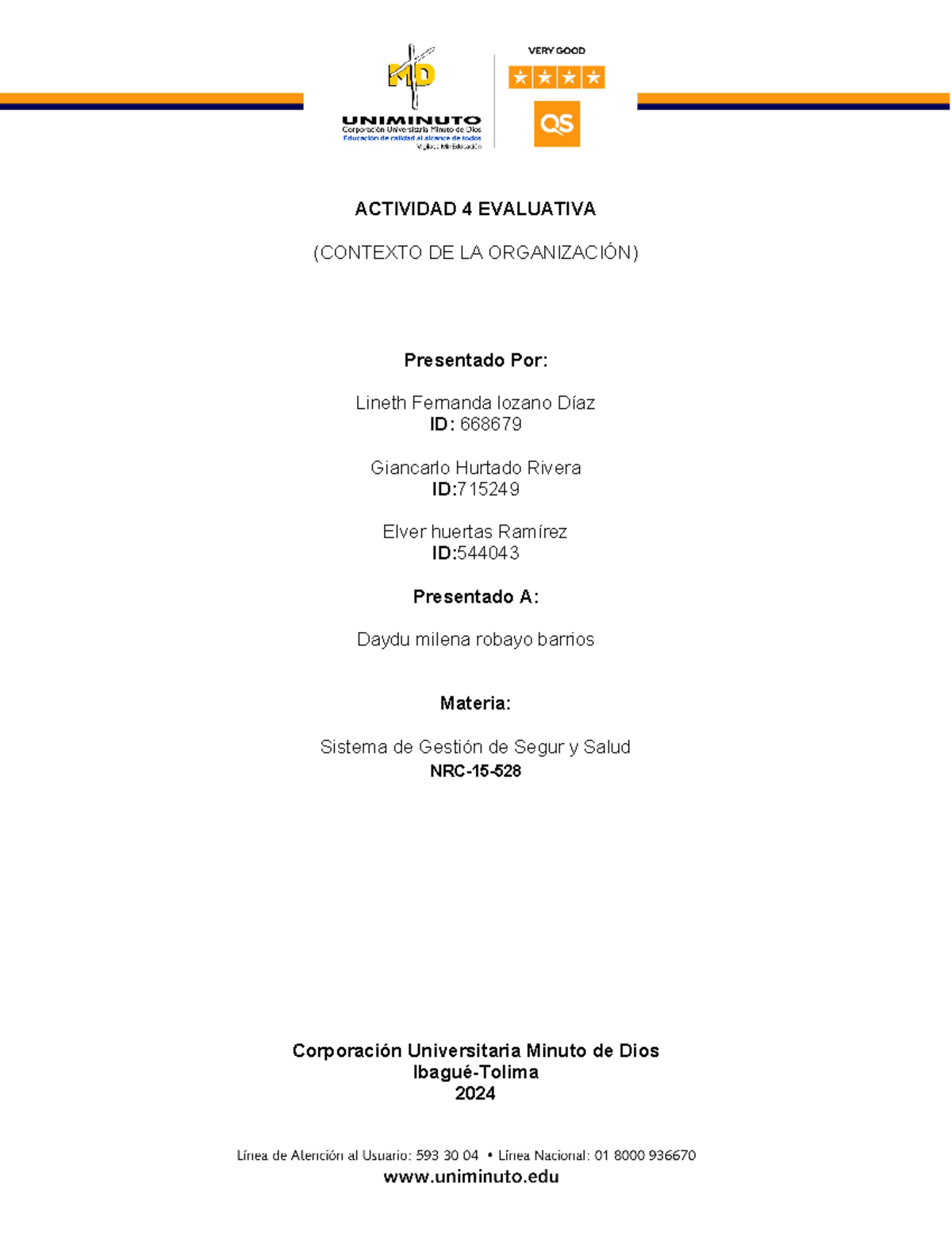 Formato Actividad 4 Siste Gestion - ACTIVIDAD 4 EVALUATIVA (CONTEXTO DE ...