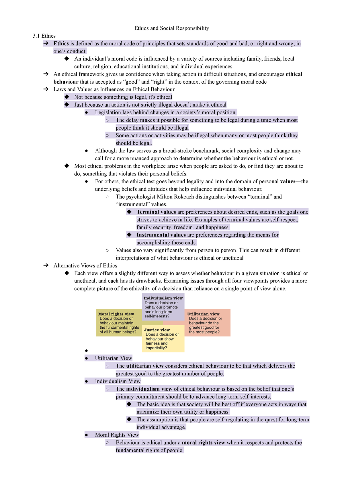 Chapter 3 - Ethics And Social Responsibility 3 Ethics Ethics Is Defined ...