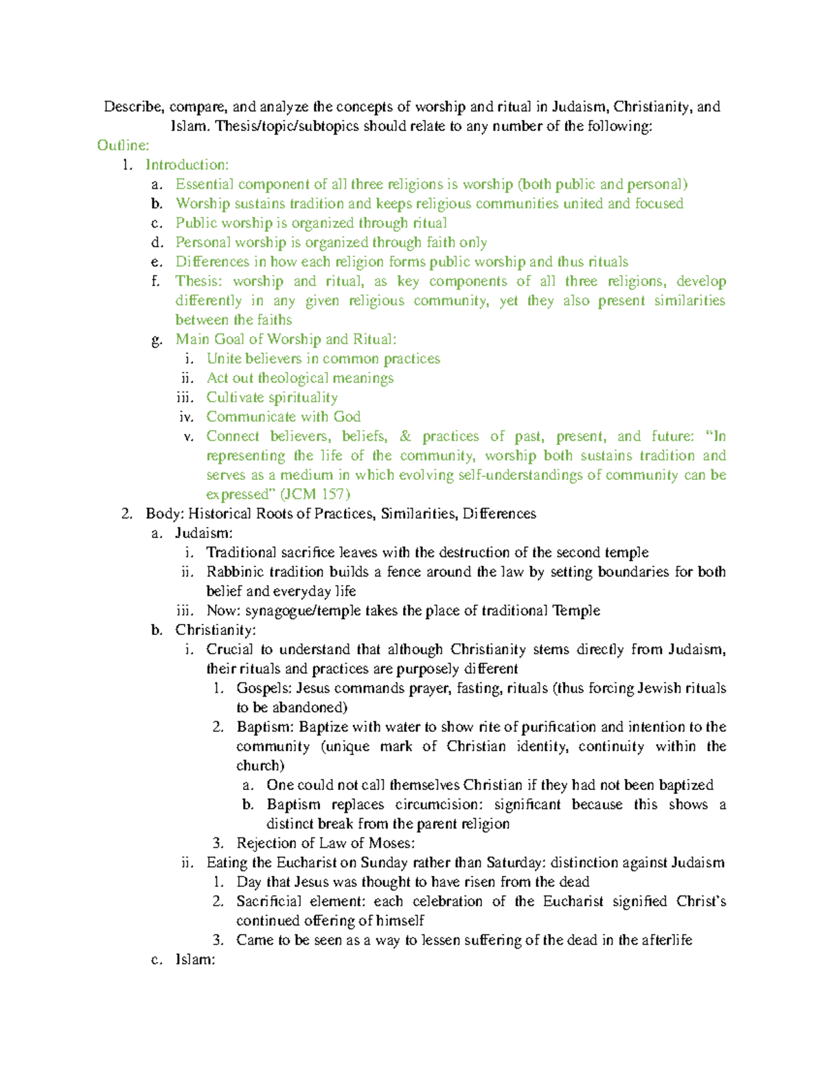 Response Paper #2 Notes - Describe, compare, and analyze the concepts ...