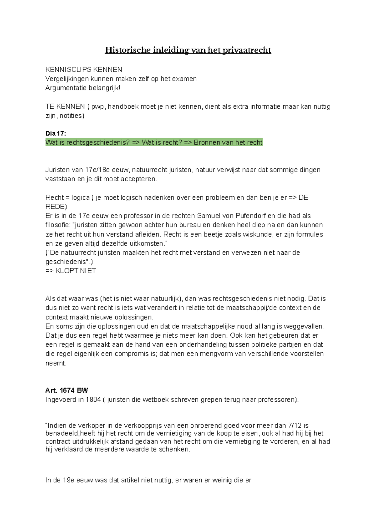 HIP 1 - aub - Historische inleiding van het privaatrecht KENNISCLIPS ...
