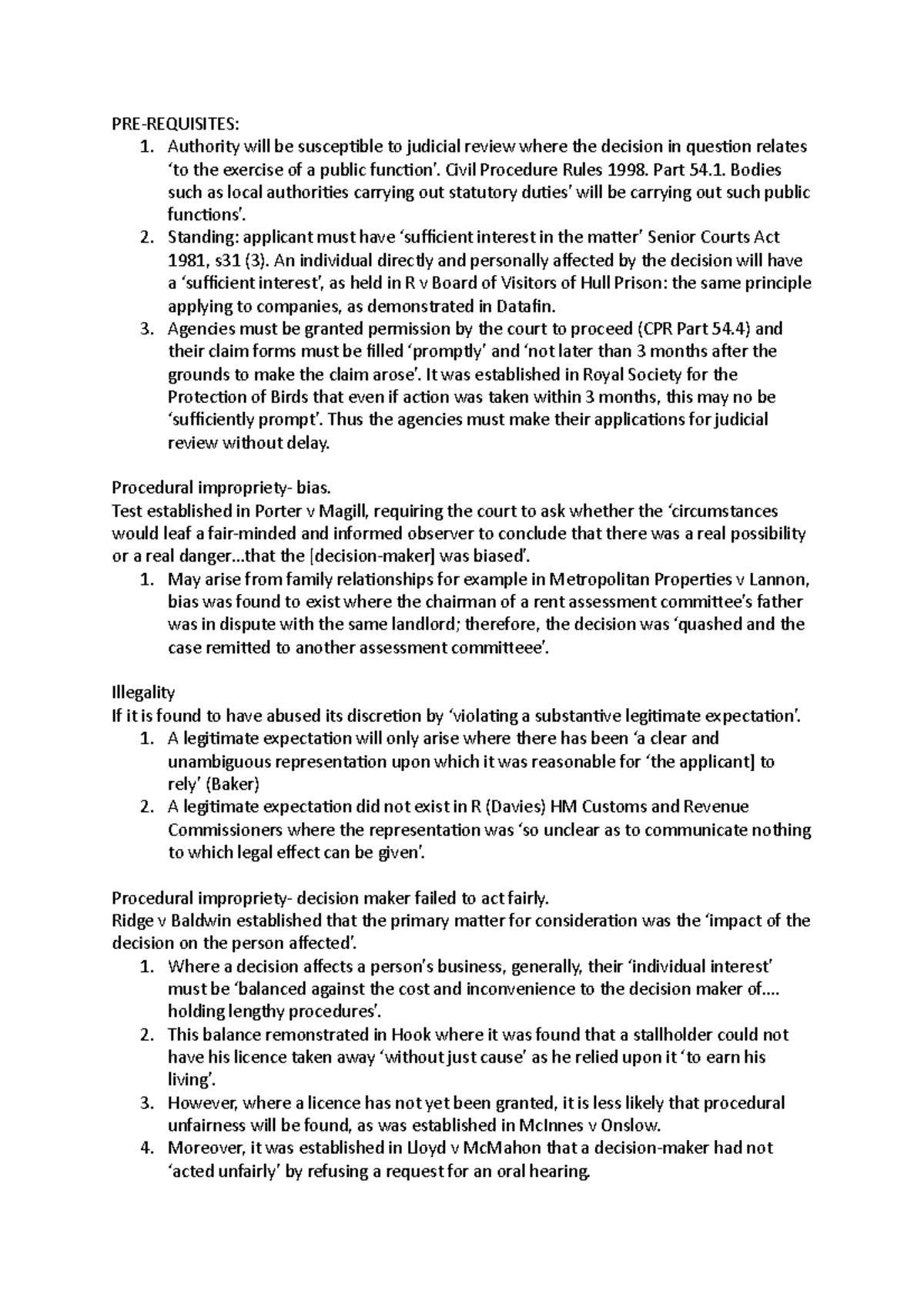 Judicial Review I&S Checklist - 1. Authority will be susceptible to ...