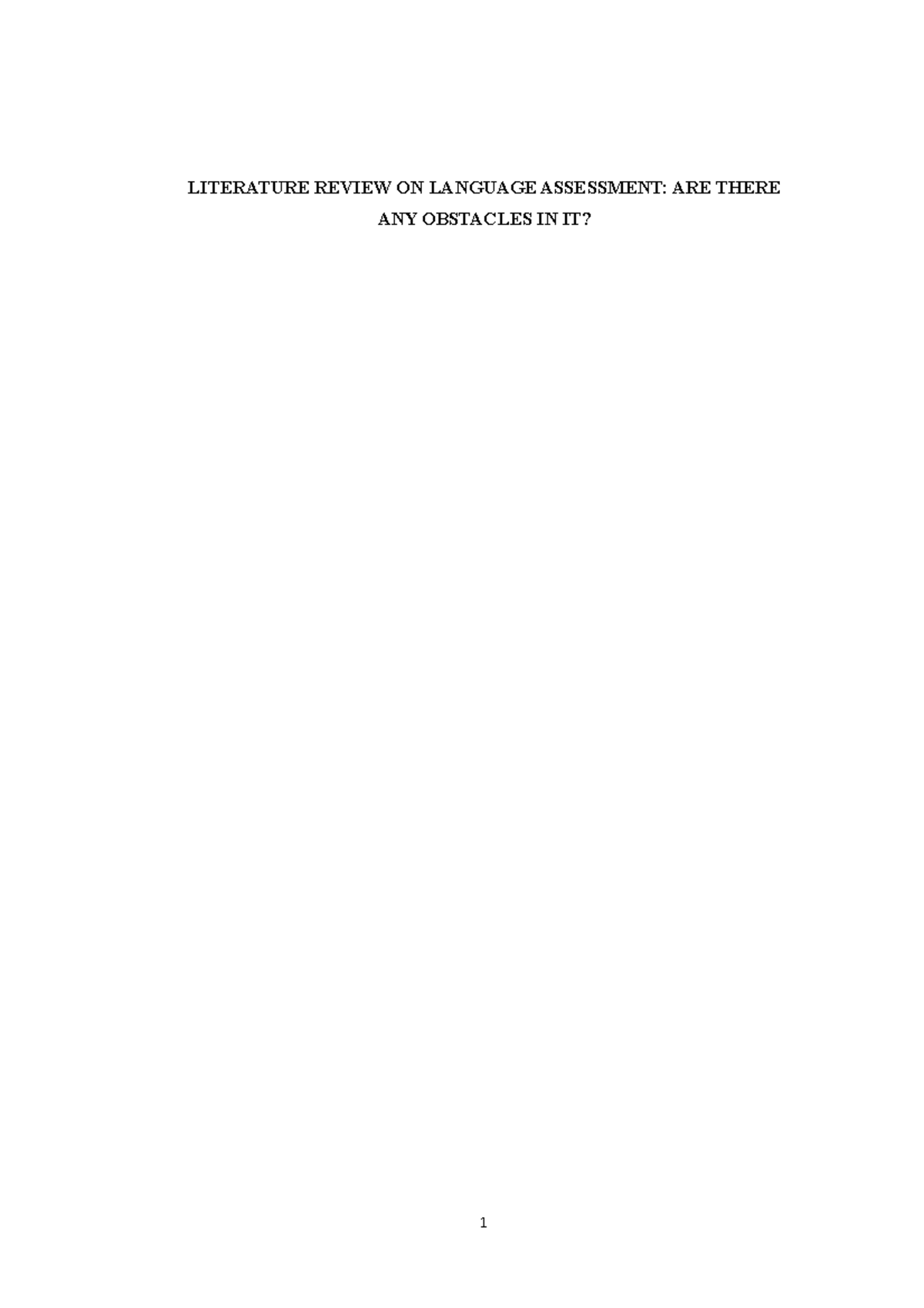 A Review OF Literature ON Language Assessment - LITERATURE REVIEW ON ...