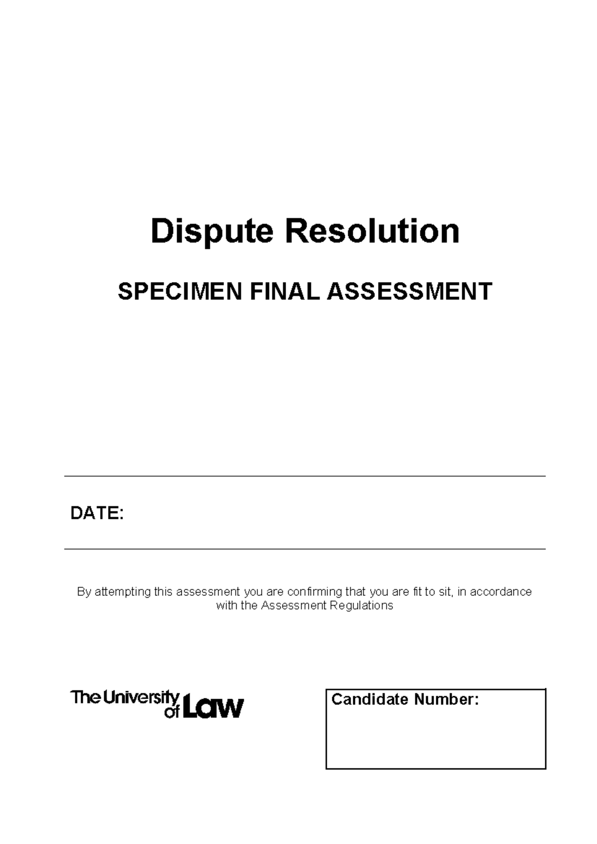 dispute resolution mock - Dispute Resolution SPECIMEN FINAL ASSESSMENT ...