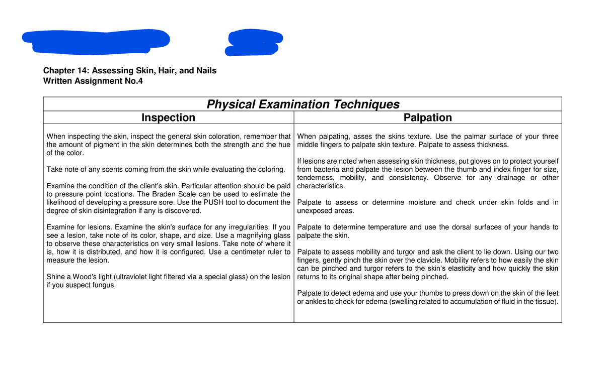 Chapter 14 Assessing Skin Hair And Nails Fiona Abegaile B Faelnar Bsn1b Mrs Susan Beth D 4825