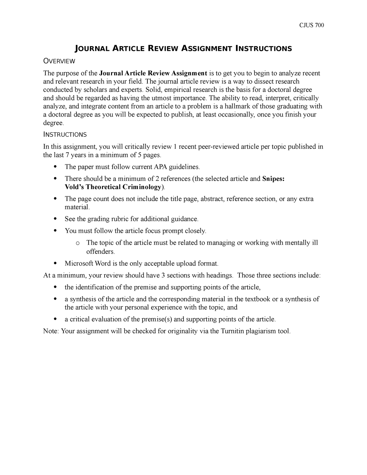 example of journal article review assignment