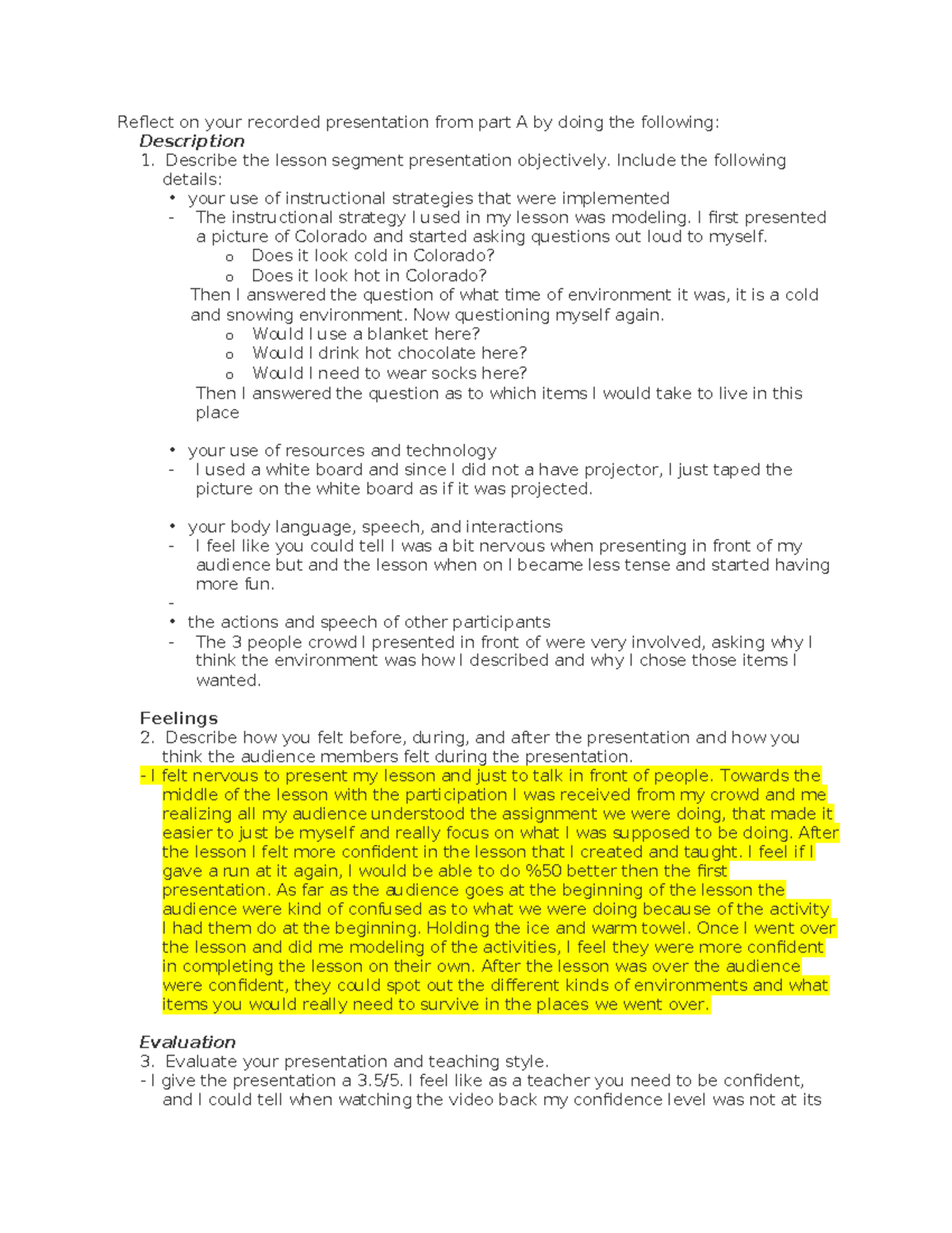 D091 - Task 4 - revised - N/A - Reflect on your recorded presentation ...