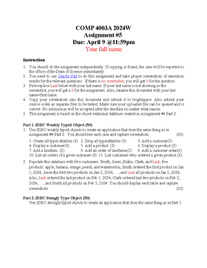 A2 specification - Comp 2406 - Studocu