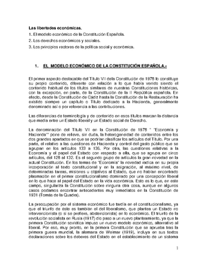 Lección 9 - Apuntes 6 - Las libertades económicas. 1. El modelo económico  de la Constitución - Studocu