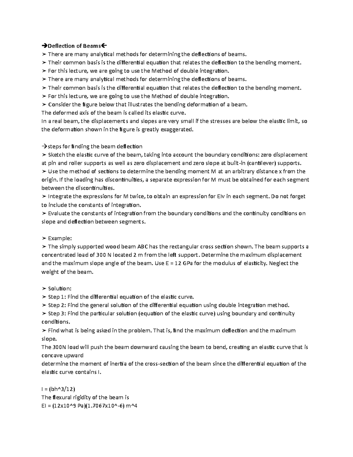 Deflection of Beams Notes - Deflection of Beams There are many ...