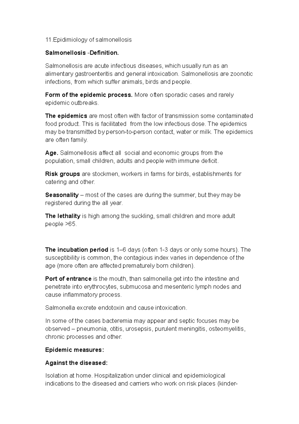 epidemiology-social-medicine-11-of-salmonellosis-salmonellosis