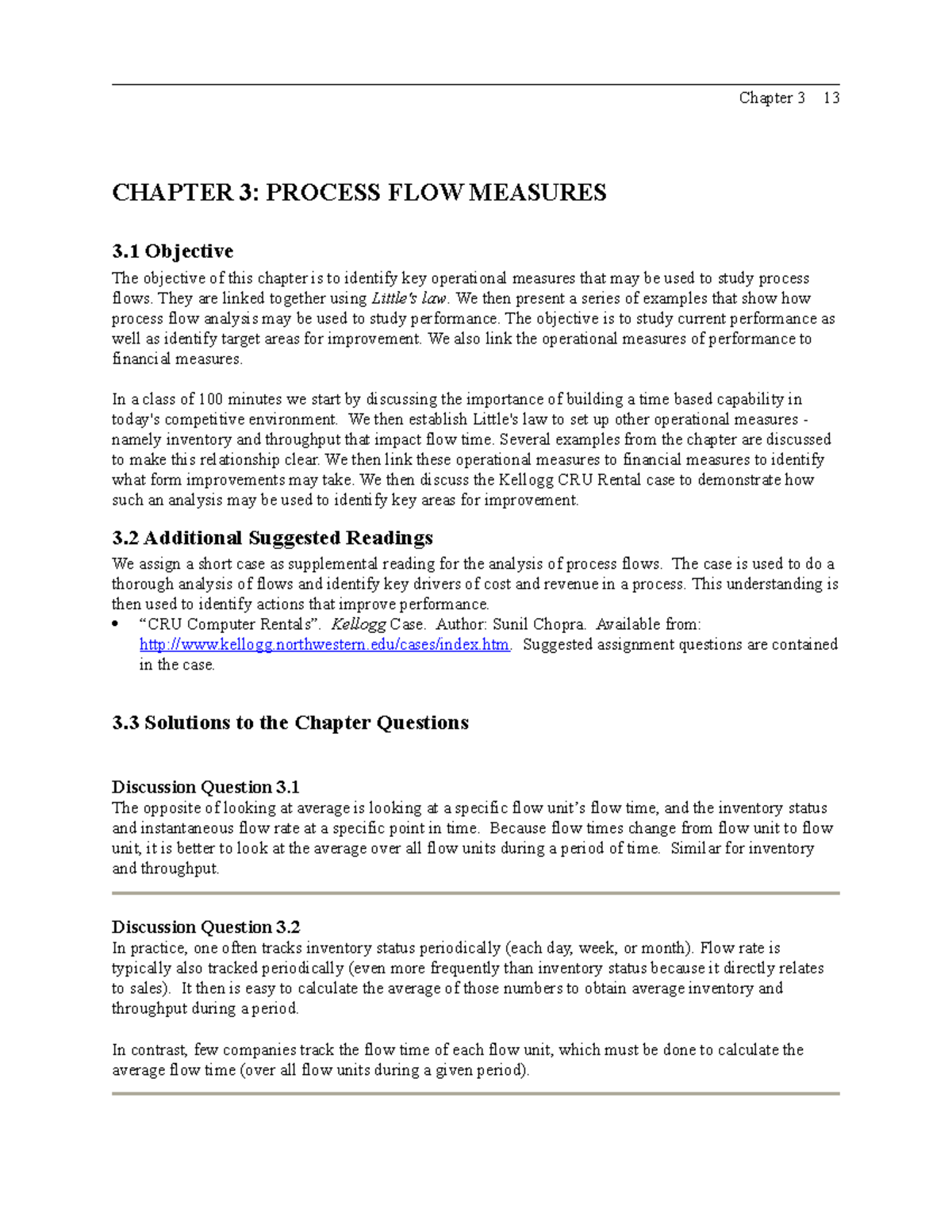 Chapter 2 and 3 solution manual - CHAPTER 3: PROCESS FLOW MEASURES 3 ...