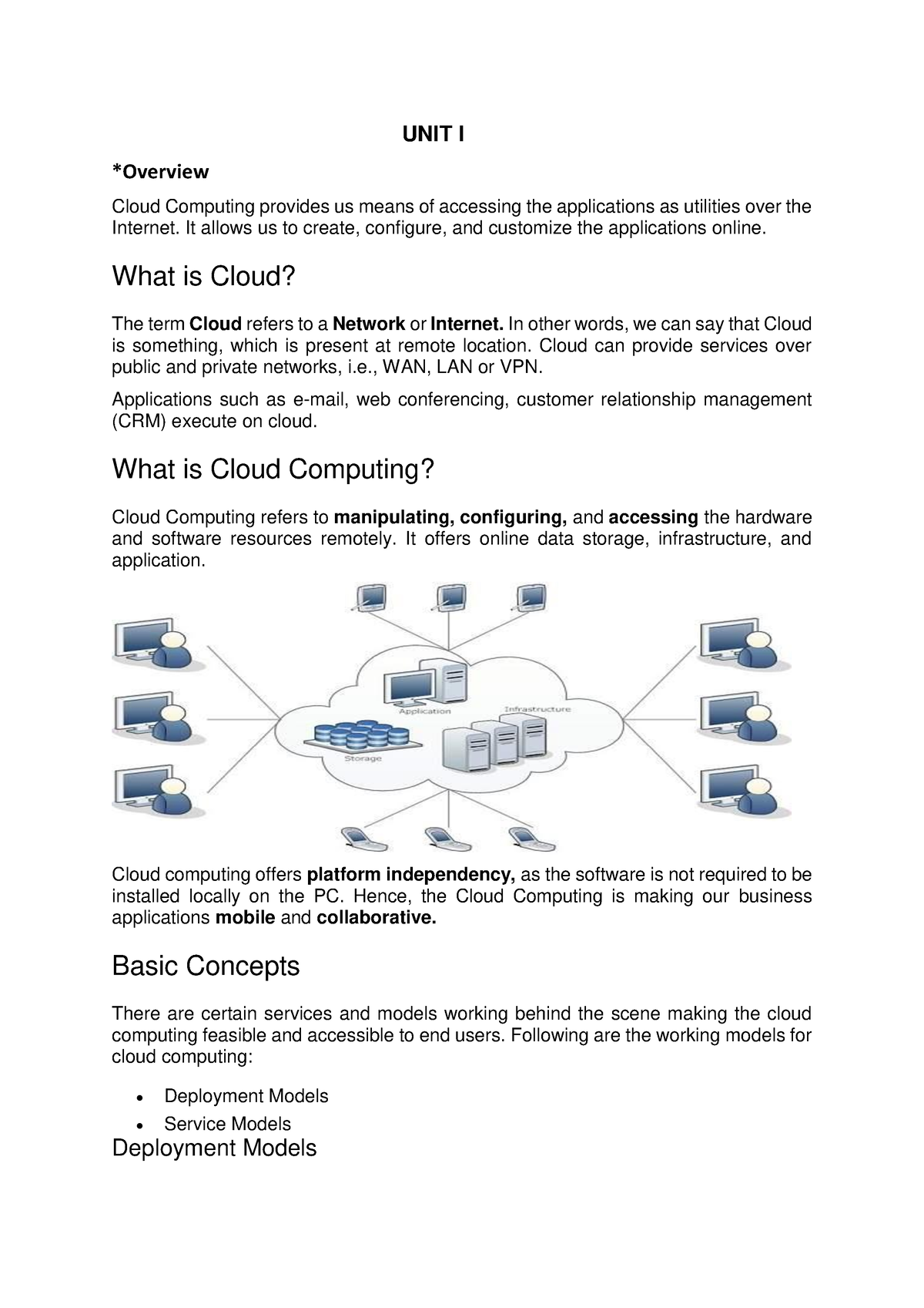 UNIT I CC - Reagarding To Cloud Computing - UNIT I *Overview Cloud ...