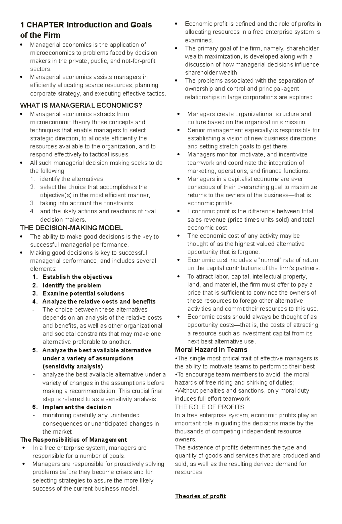 Chapter 1 ECON Notes - economics - 1 CHAPTER Introduction and Goals of ...