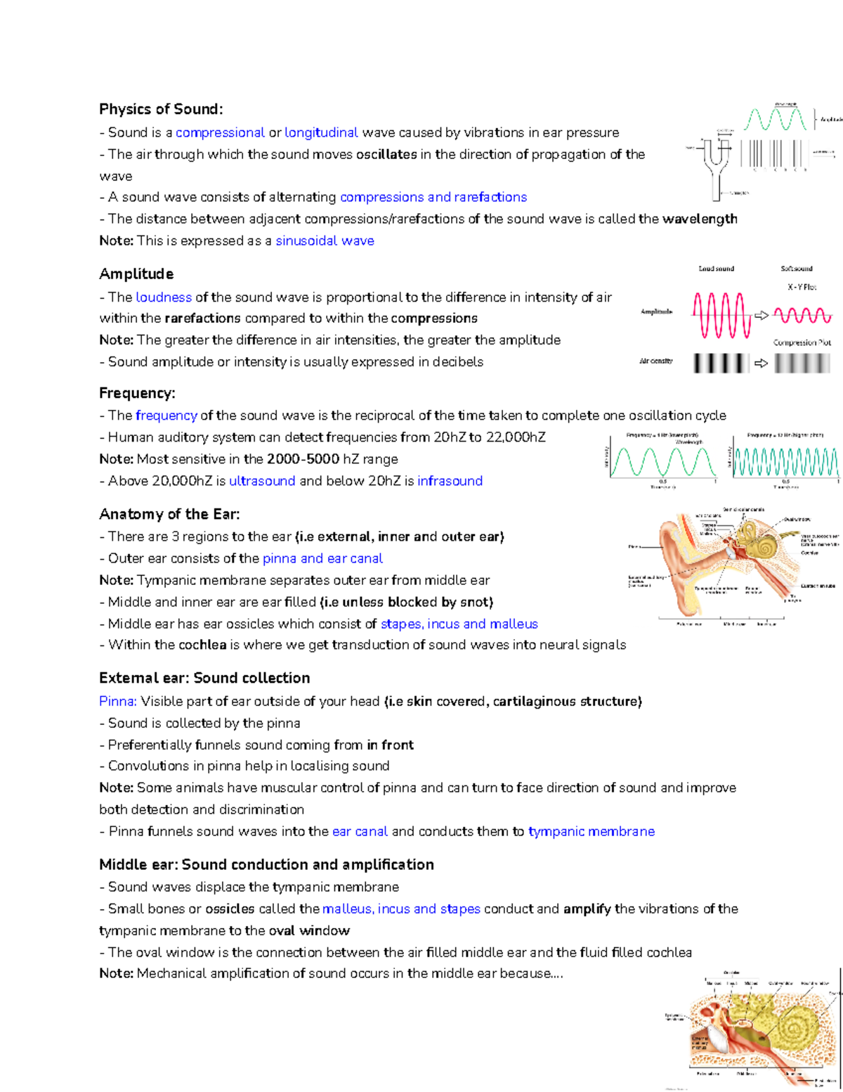 Week 7 Hearing & Vestibular System pt1 - Physics of Sound: Sound is ...
