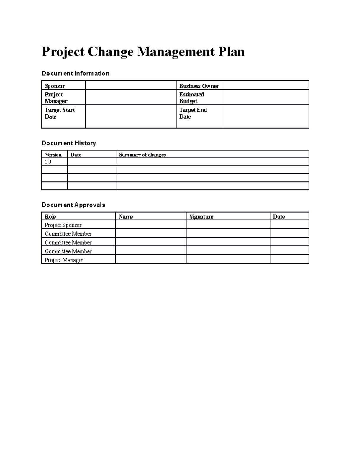 20. Project Change Management Plan - Project Change Management Plan ...