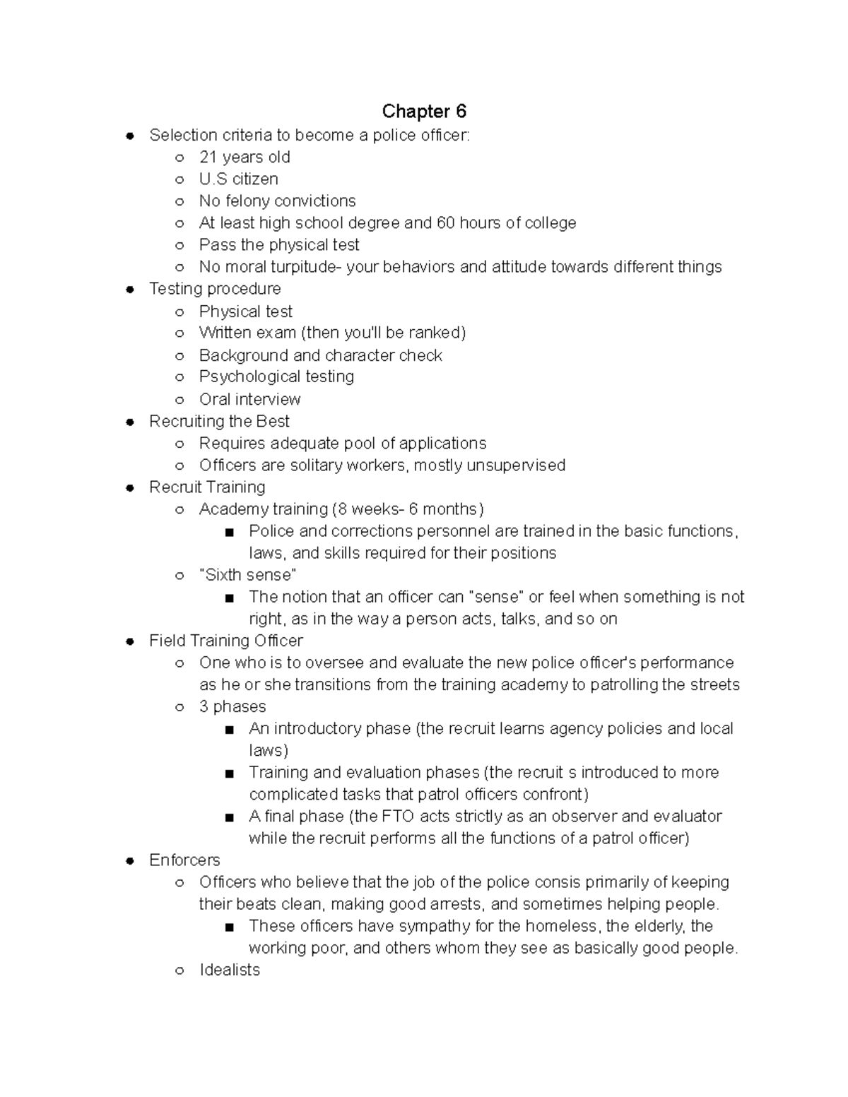 Chapter 6 Notes- cj - Lecture notes 6 - Chapter 6 Selection criteria to ...