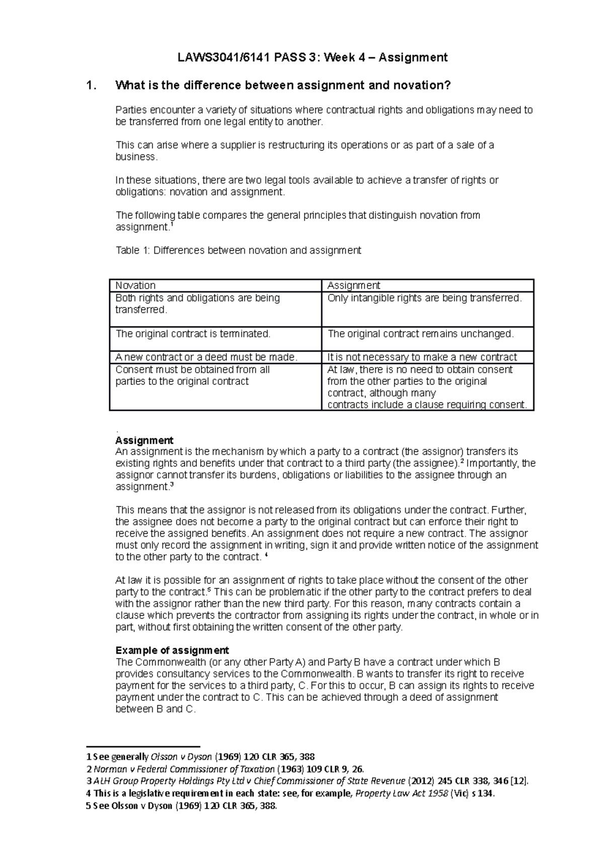 difference between assignment and transfer english law