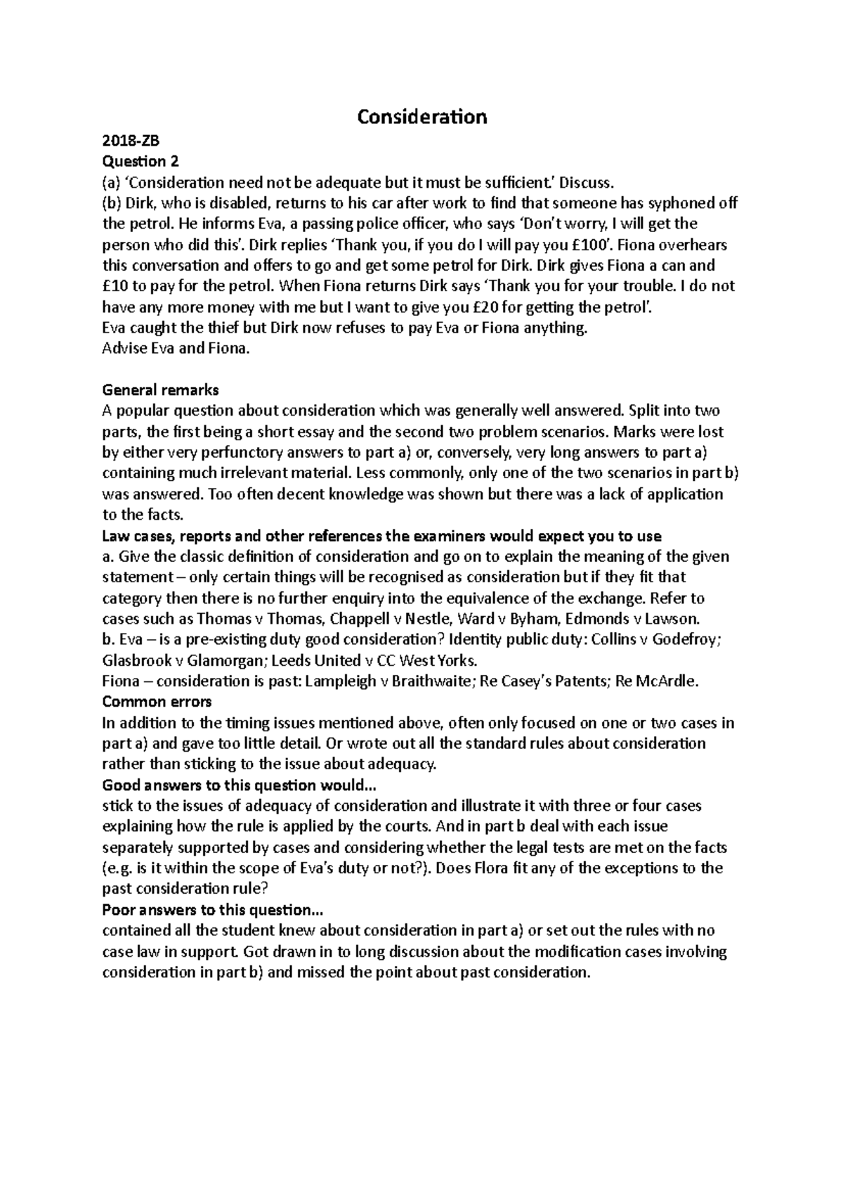 Consideration 2018-ZB - Consideration 2018-ZB Question 2 (a ...