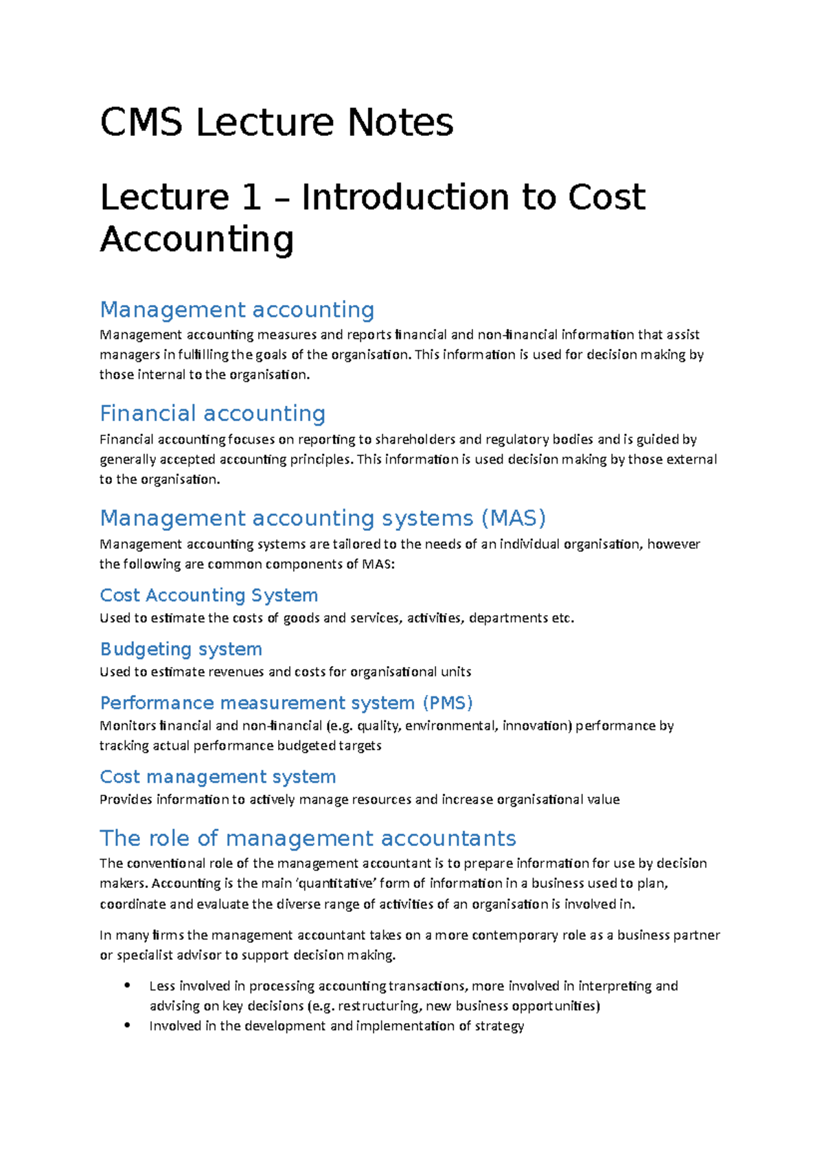 Lecture notes, lectures Lecture 1-2 - Lecture summary - CMS Lecture ...