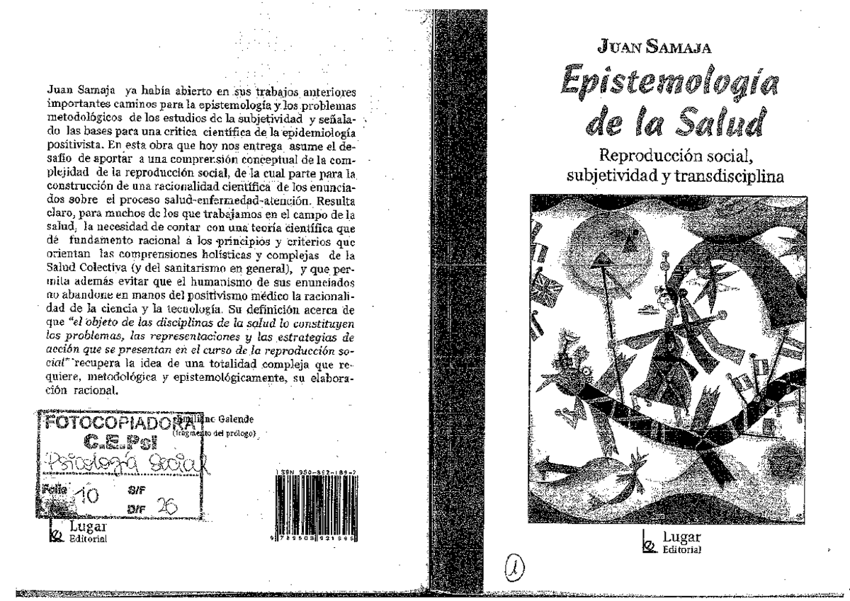 Juan Samaja Epistemologia De La Salud