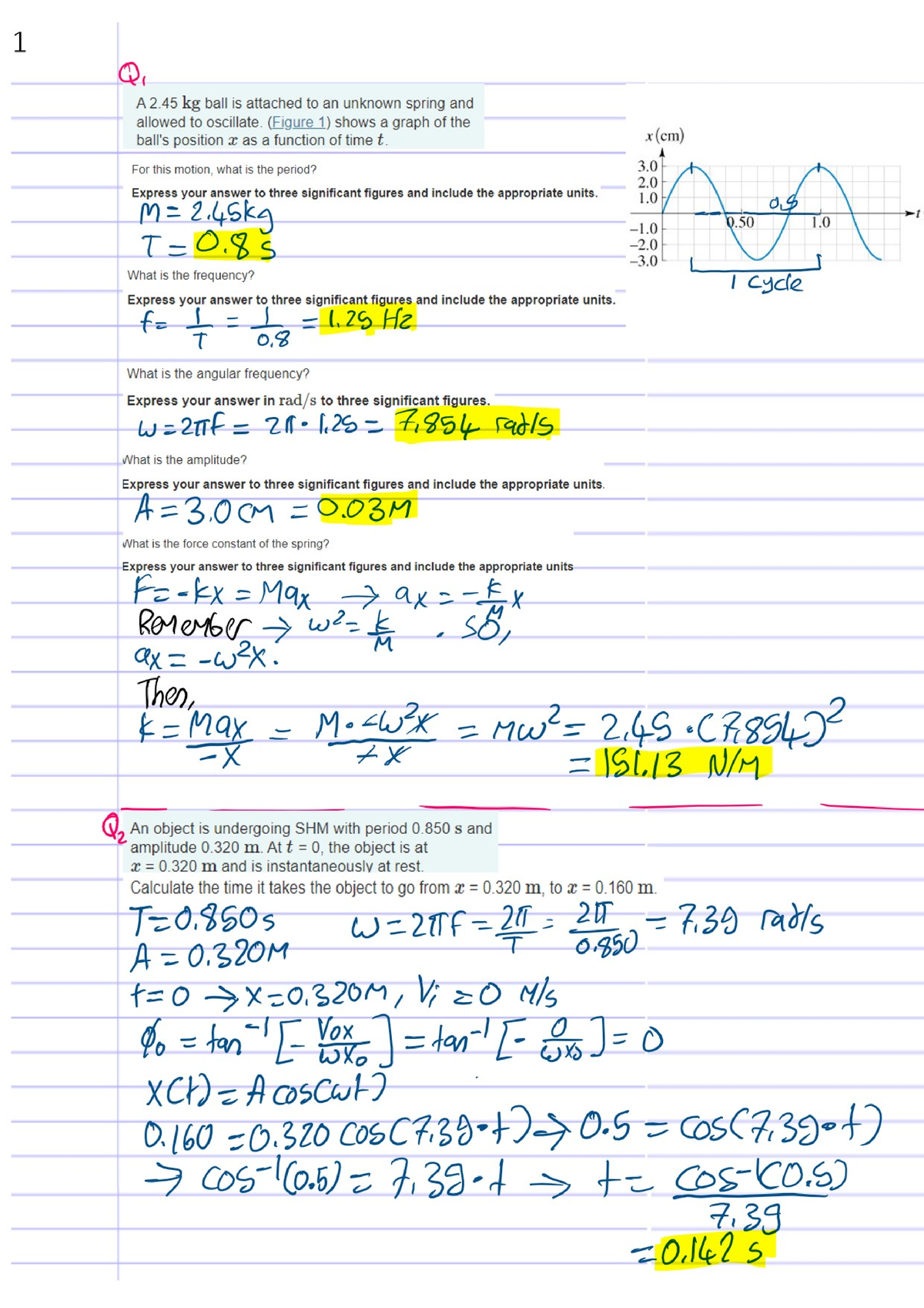 physics homework 1