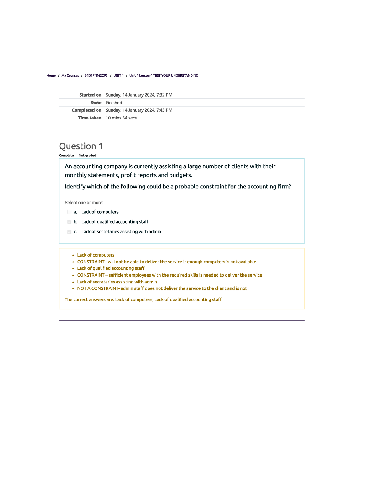 Unit 1 Lesson 4 Answers - FMA300 - Studocu