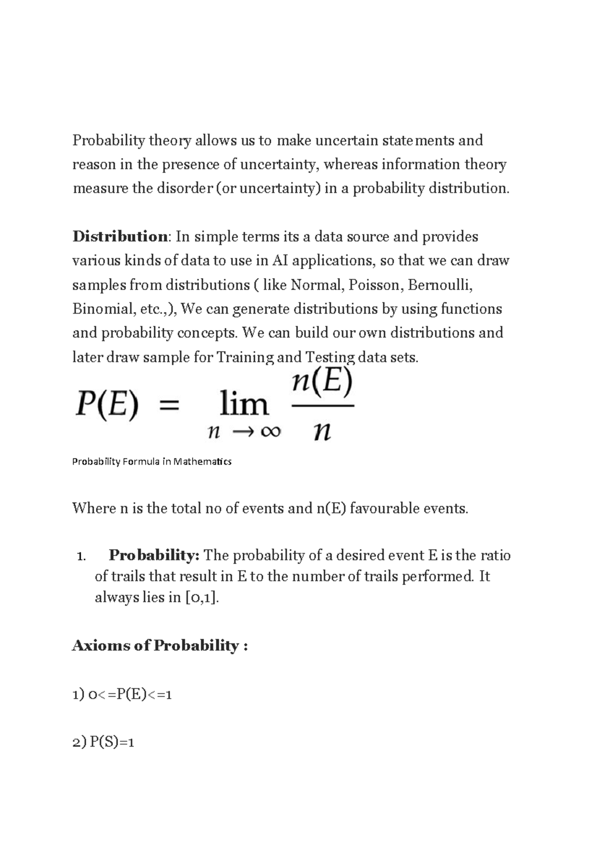 Probabilistic Reasoning in AI - Probability theory allows us to make ...