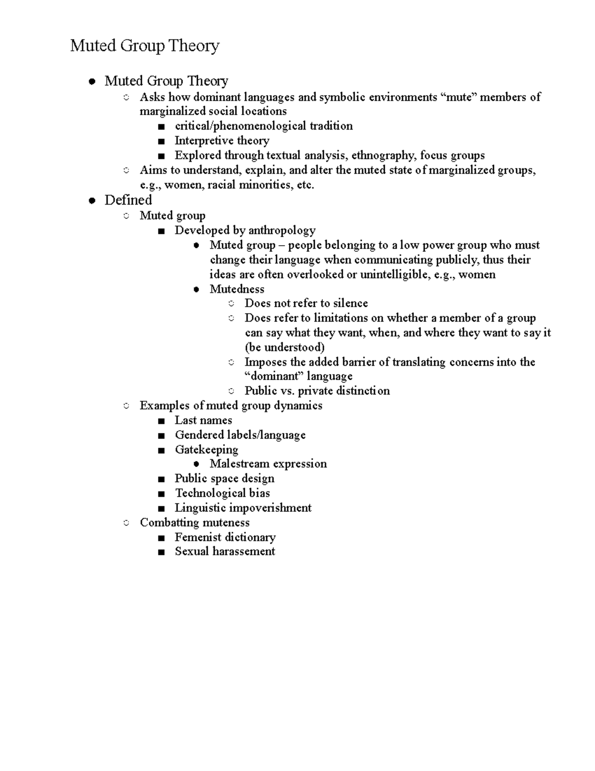 Comm 2020 Lecture Notes Chapter 33 Muted Group Theory Muted Group