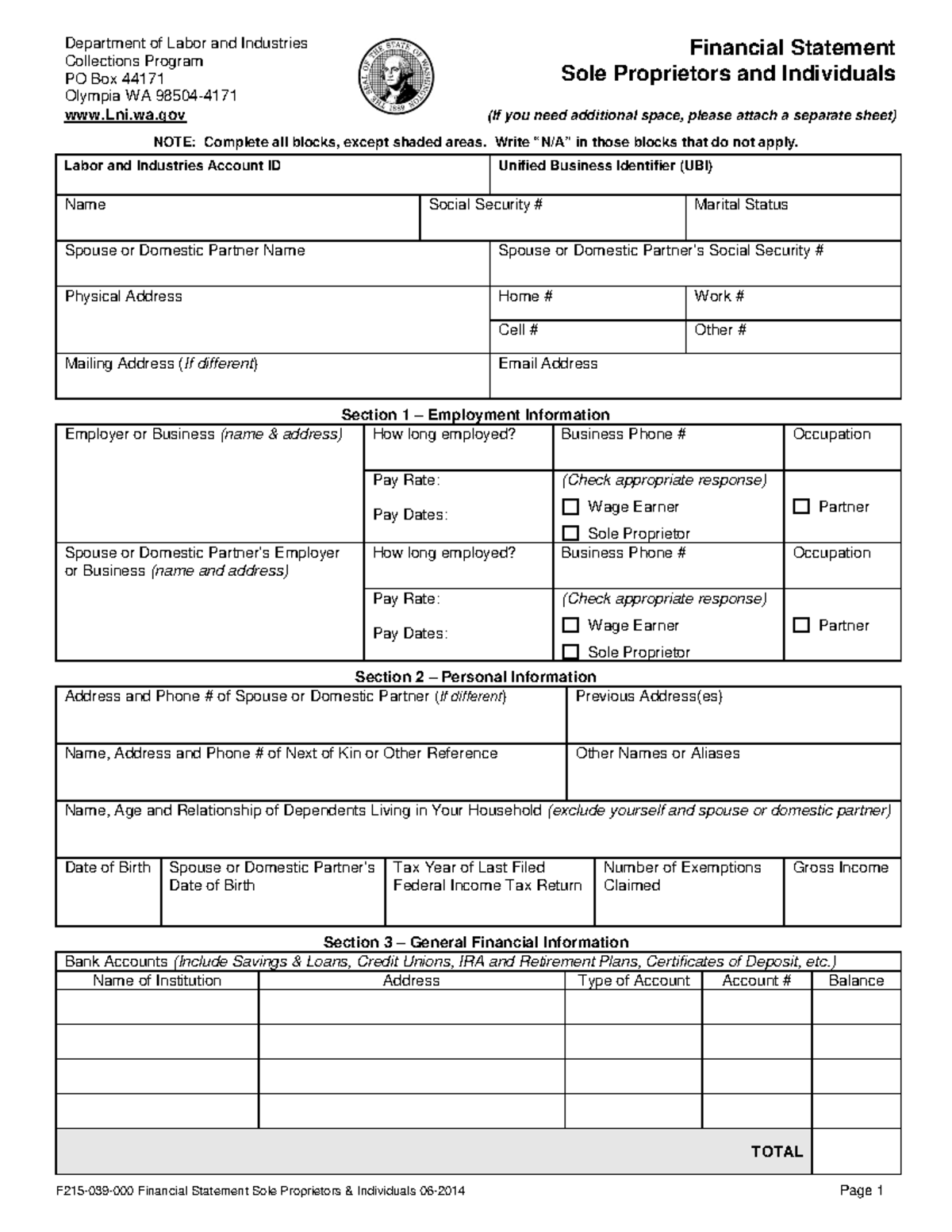 F215-039-000 - Financial Statement - Department of Labor and Industries ...