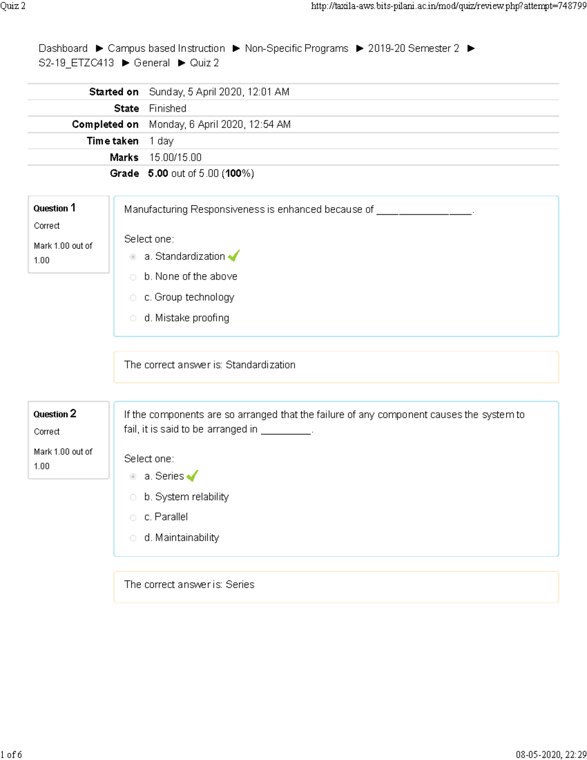 ED Quiz 2 Gaurish - Engineering Design - Dashboard Campus based ...