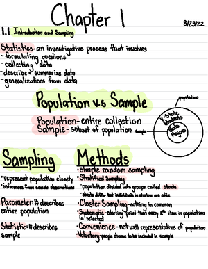Stat 325 Exam 1 Notes - Chapter 1 - Basic Ideas of Statistics What is ...