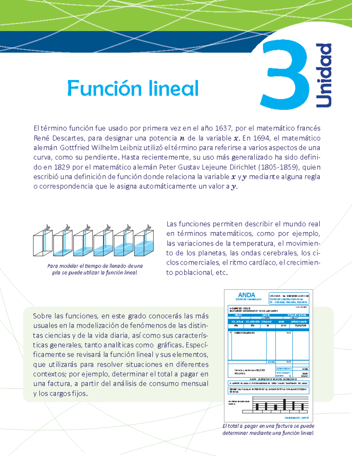 Text JS2 03 - 3 Función lineal El término función fue usado por primera ...