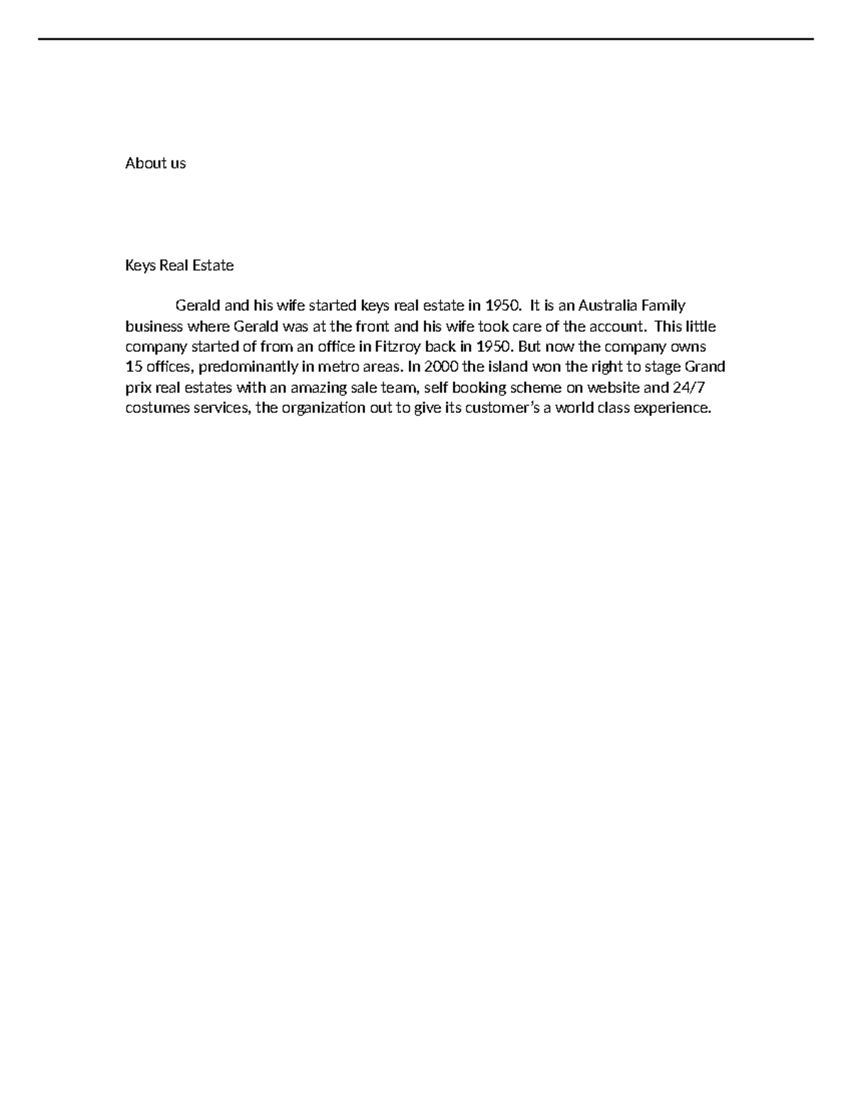 Bsbwrt 401 Task3 About us Keys Real Estate Gerald and his wife