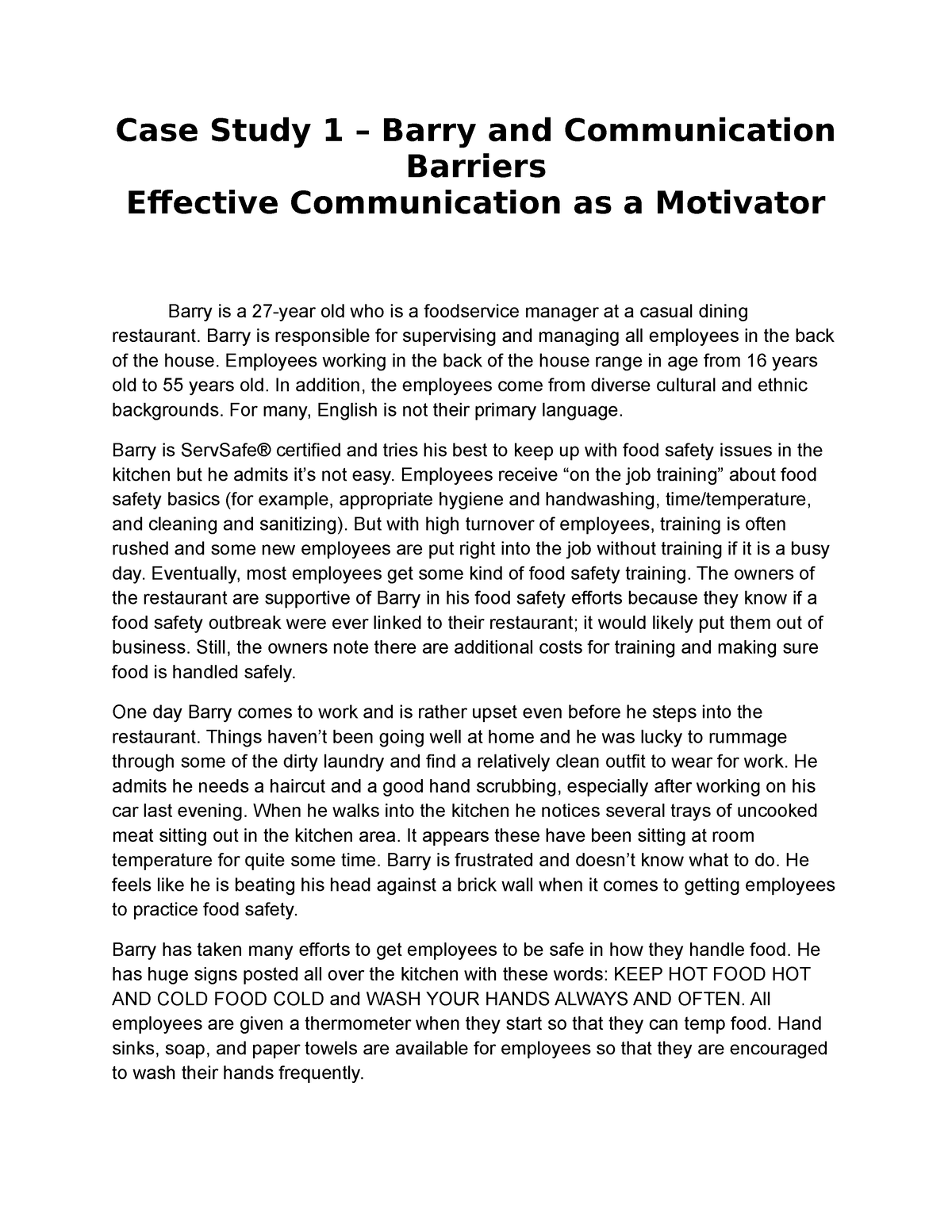 case study barry and communication barriers