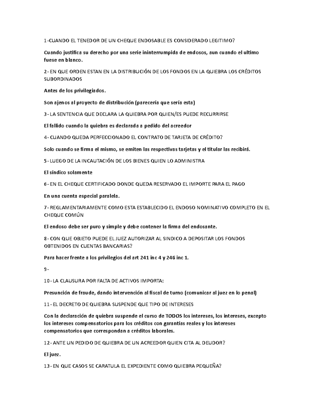 Parcial DE Comercial II Segundo - 1-CUANDO EL TENEDOR DE UN CHEQUE ...