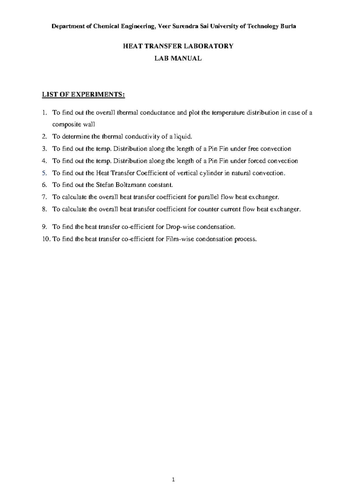 Heat-Transfer-Lab-manual - HEAT TRANSFER LABORATORY LAB MANUAL LIST OF ...
