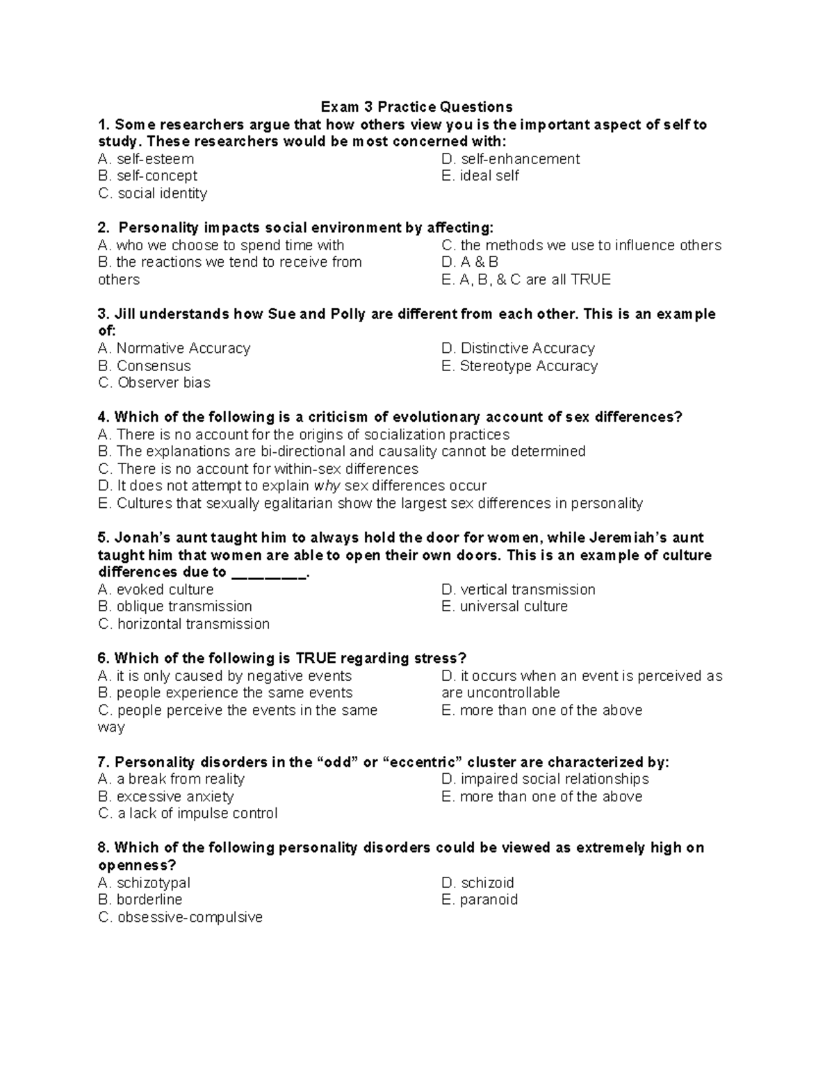 Study practice for sex exam