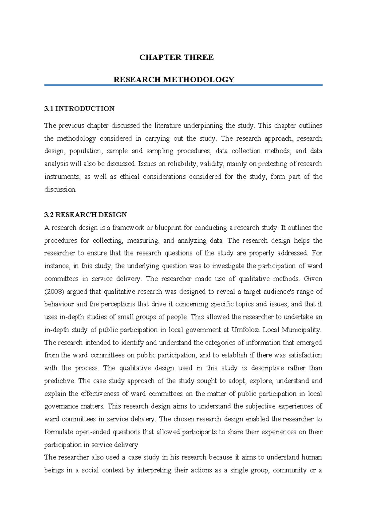 Chapter Three - notes - CHAPTER THREE RESEARCH METHODOLOGY 3 ...