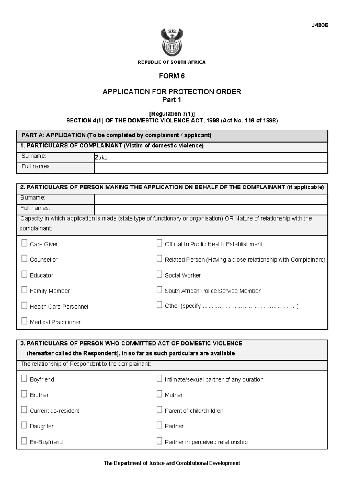 Dv-Form06-J480 export - The Department of Justice and Constitutional ...