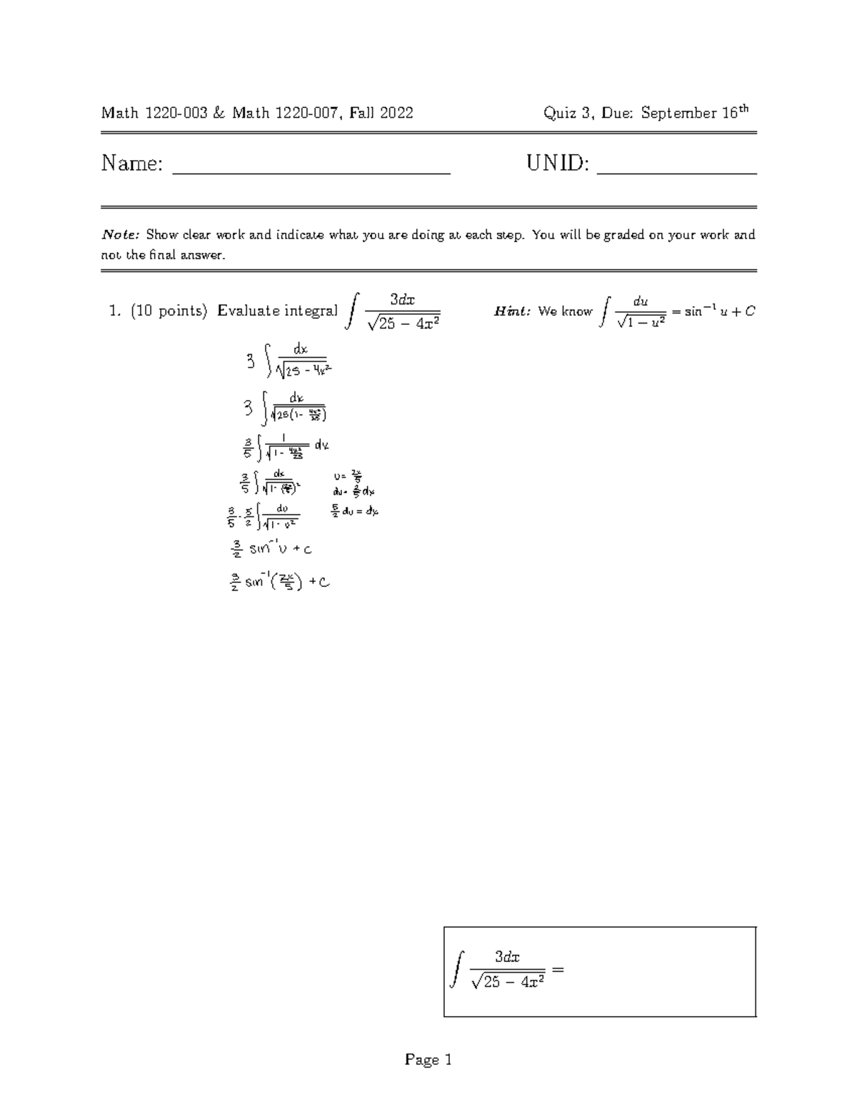 Quiz+3 - Weekly assigned quiz in Calculus 2 class - Math 1220-003 ...